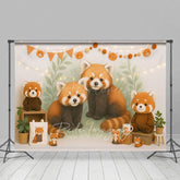 Aperturee - Aperturee Cartoon Raccoon Jungle Birthday Cake Smash Backdrop